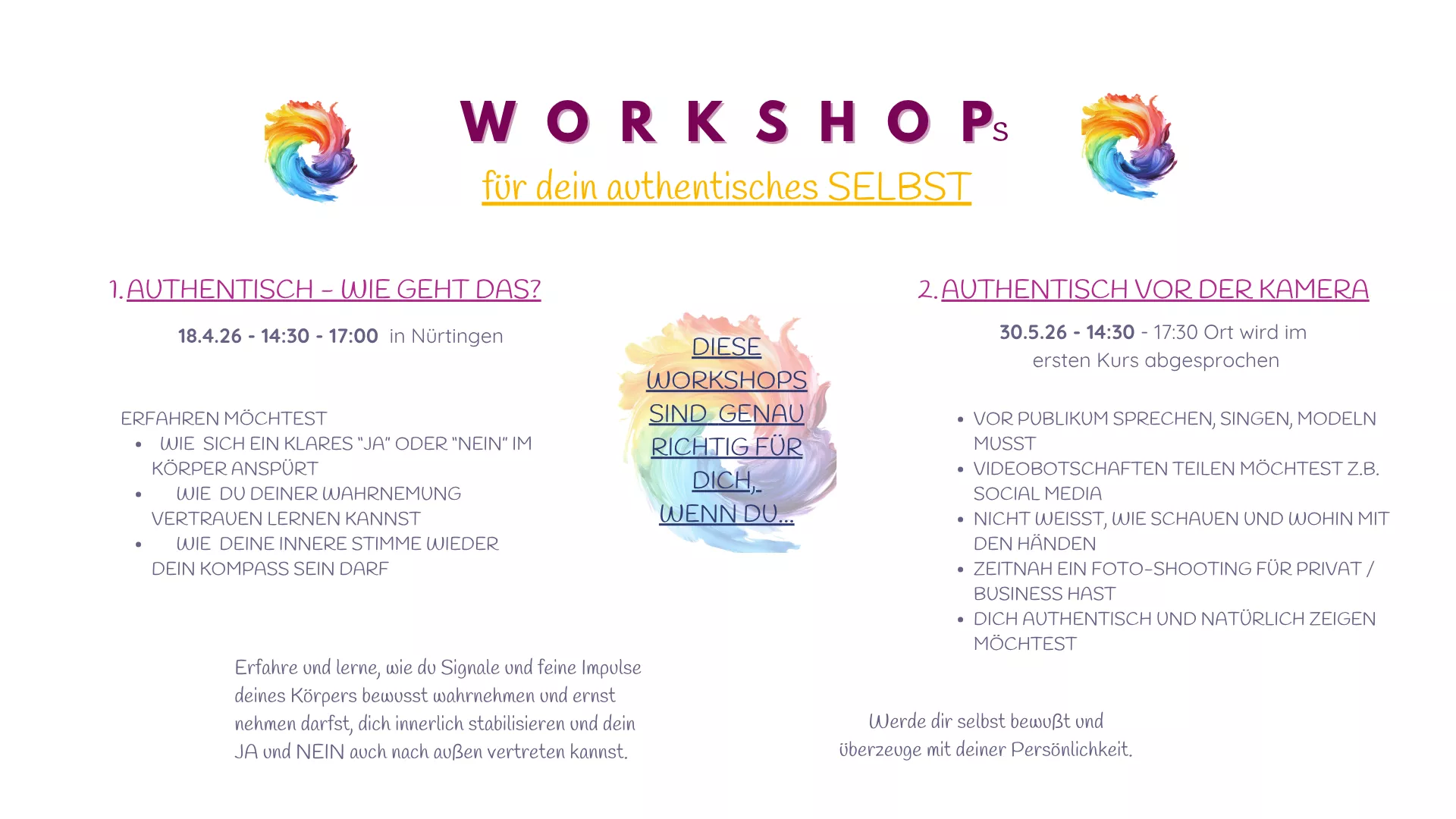 Workshops für dein authentisches Selbst